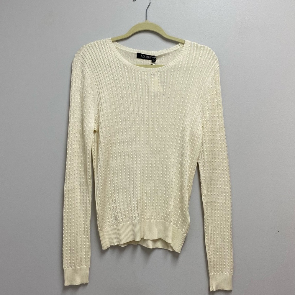 Lauren Ralph Lauren Women's Ivory Crew Neck Sweater size large - Picture 3 of 6
